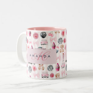 Caneca De Café Em Dois Tons Coquetes de esfera retrorreflectora cor-de-rosa co