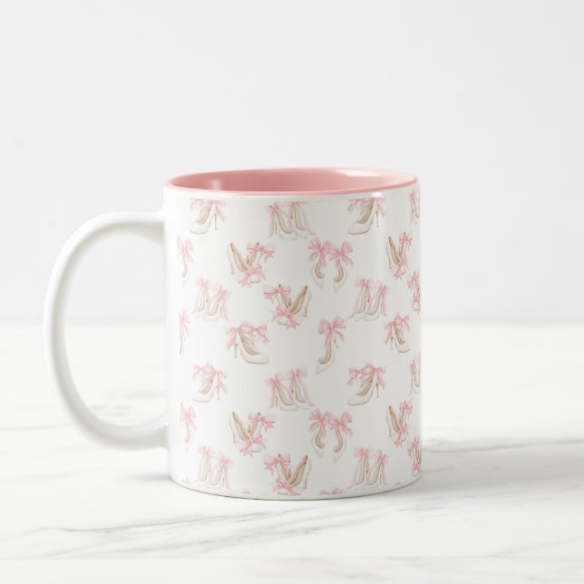 Caneca De Café Em Dois Tons Coquette Shoes Pattern  (Esquerda)