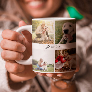 Caneca De Café Em Dois Tons Cor Branca de Colagem de 10 Fotos Personalizadas M