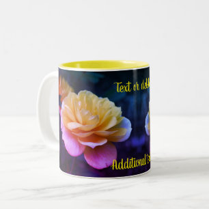 Caneca De Café Em Dois Tons Cor da Flor Amarela Rosa Personalizada