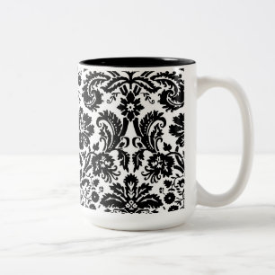 Caneca De Café Em Dois Tons Cor damasco à moda preto e branco