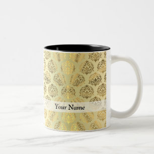 Caneca De Café Em Dois Tons cor damasco Dourada