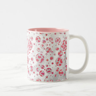 Caneca De Café Em Dois Tons Cor-de-rosa e branco dalmáticos bolinhas