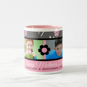 Caneca De Café Em Dois Tons Cor-de-rosa e Dia de as mães Floral 2 Foto