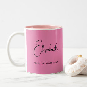 Caneca De Café Em Dois Tons Cor-de-rosa Nome do Script Mug do Café Texto Model