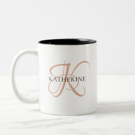 Caneca De Café Em Dois Tons Cor-de-rosa-rosa-pincel do script Elegante moderno