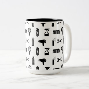 Caneca De Café Em Dois Tons COR PERSONALIZADA DO Padrão de Hairdresser de Salã