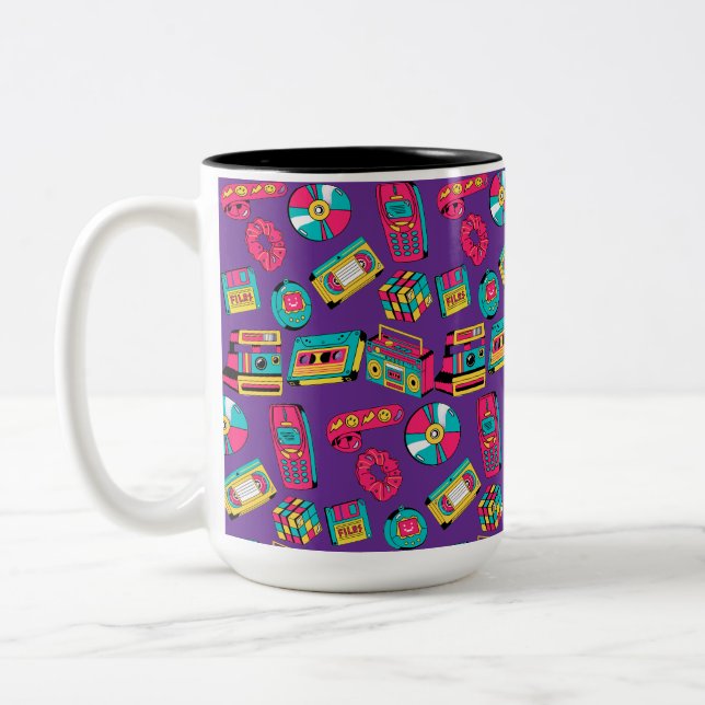 Caneca De Café Em Dois Tons Cor Vibrante Retro 90 (Esquerda)