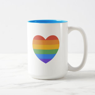Caneca De Café Em Dois Tons Coração Arco-Íris
