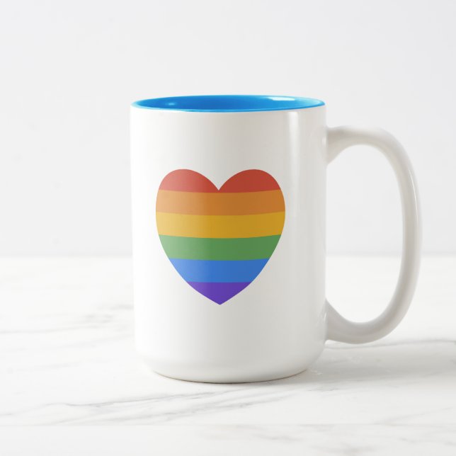 Caneca De Café Em Dois Tons Coração Arco-Íris (Direita)