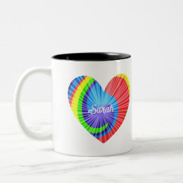 Caneca De Café Em Dois Tons Coração Colorida Tie Dye
