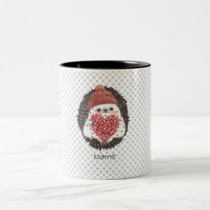 Caneca De Café Em Dois Tons Coração Cor-de-Rosa-Cor-de-Chapéu-Bonito