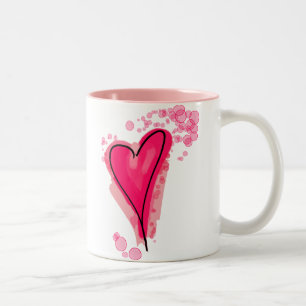 Caneca De Café Em Dois Tons Coração Cor-de-Rosa Esplaxado