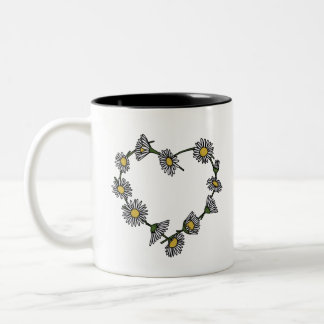 Caneca De Café Em Dois Tons Coração da corrente de margarida