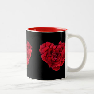 Caneca De Café Em Dois Tons Coração da rosa vermelha