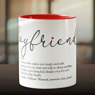 Caneca De Café Em Dois Tons Coração de Amor com Namorado de Definição de Scrip