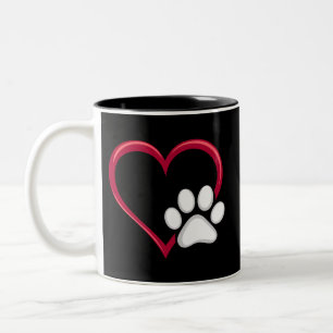 Caneca De Café Em Dois Tons Coração de Amor Pata de Cachorro Dia dos Namorados