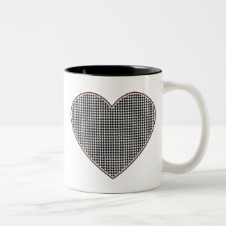 Caneca De Café Em Dois Tons Coração de Houndstooth (Tuscaloosa, Alabama)