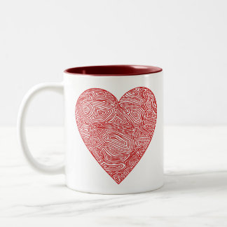 Caneca De Café Em Dois Tons Coração de Impressão Escritural