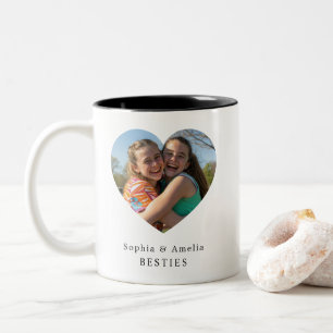 Caneca De Café Em Dois Tons Coração de Melhores Amigos Personalizado com Foto