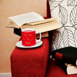 Caneca De Café Em Dois Tons Coração de ouro moderno vermelho de dois tons Coff