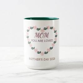 Caneca De Café Em Dois Tons Coração de Peônia Alegria Matinal para Mamãe