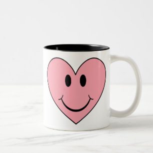Caneca De Café Em Dois Tons Coração de Rosto Feliz