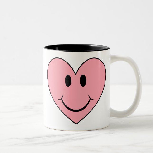 Caneca De Café Em Dois Tons Coração de Rosto Feliz (Direita)
