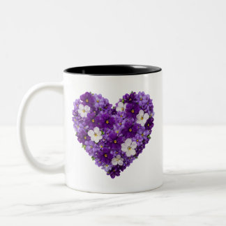 Caneca De Café Em Dois Tons Coração de Violeta Suave Flor de Nascimento de Fev