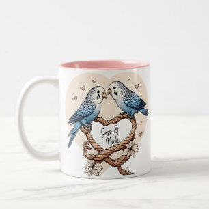 Caneca De Café Em Dois Tons Coração do Casal Personalizado do Orçamento