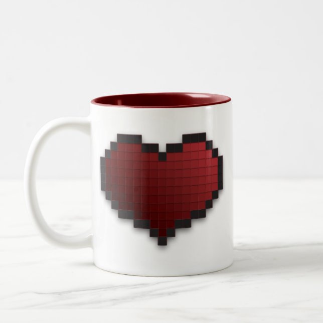 Caneca De Café Em Dois Tons Coração do pixel (Esquerda)