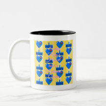 Coração e Coroa do Rei Azul com Flor Vermelha