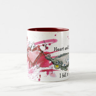 Caneca De Café Em Dois Tons Coração e Lã Namorados