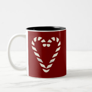 Caneca De Café Em Dois Tons Coração em forma de cana de Natal Feliz Natal
