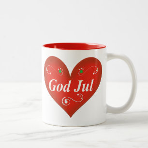 Caneca De Café Em Dois Tons Coração escandinavo do Natal de julho do deus