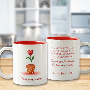 Caneca De Café Em Dois Tons Coração Flor Dia da Mãe Mug - Eu Amo-Te Mãe