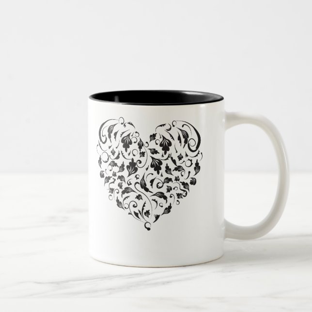 Caneca De Café Em Dois Tons Coração floral (Direita)