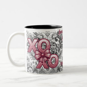 Caneca De Café Em Dois Tons Coração Floral Romântico Vitoriano Dia dos Namorad