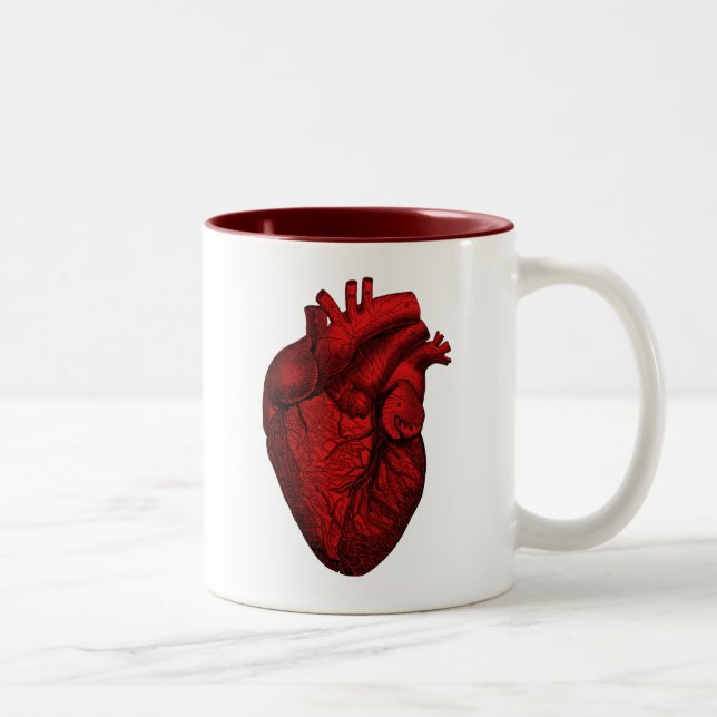 Caneca De Café Em Dois Tons Coração humano anatômico (Direita)