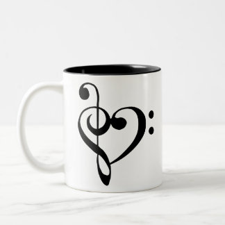Caneca De Café Em Dois Tons Coração Limpo do Coração do Coração de Música Cora