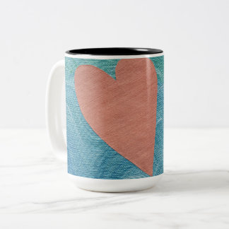 Caneca De Café Em Dois Tons Coração nas Ondas do Oceano