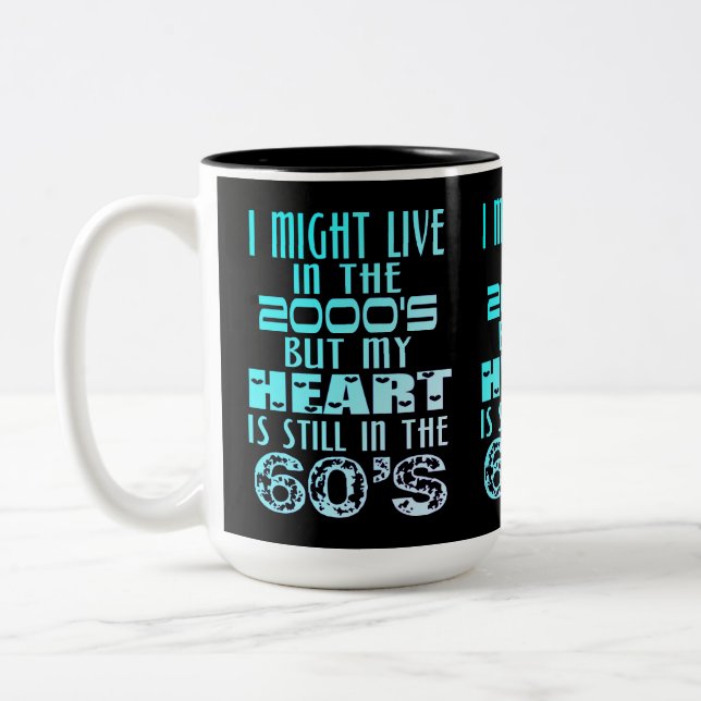 Caneca De Café Em Dois Tons Coração Nos Anos 60 (Esquerda)