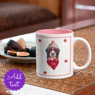 Caneca De Café Em Dois Tons Coração Patas Bernês Presente Dia dos Namorados Ca
