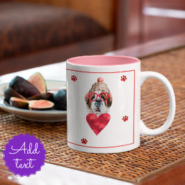 Caneca De Café Em Dois Tons Coração Patas São Bernardo Presente Dia dos Namora
