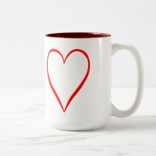 Caneca De Café Em Dois Tons Coração pintado em pano de fundo branco