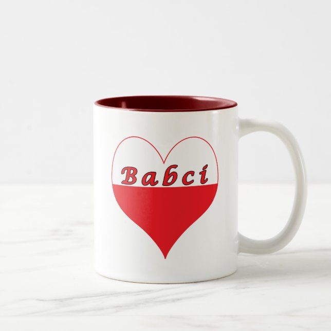 Caneca De Café Em Dois Tons Coração polonês de Babci (Direita)