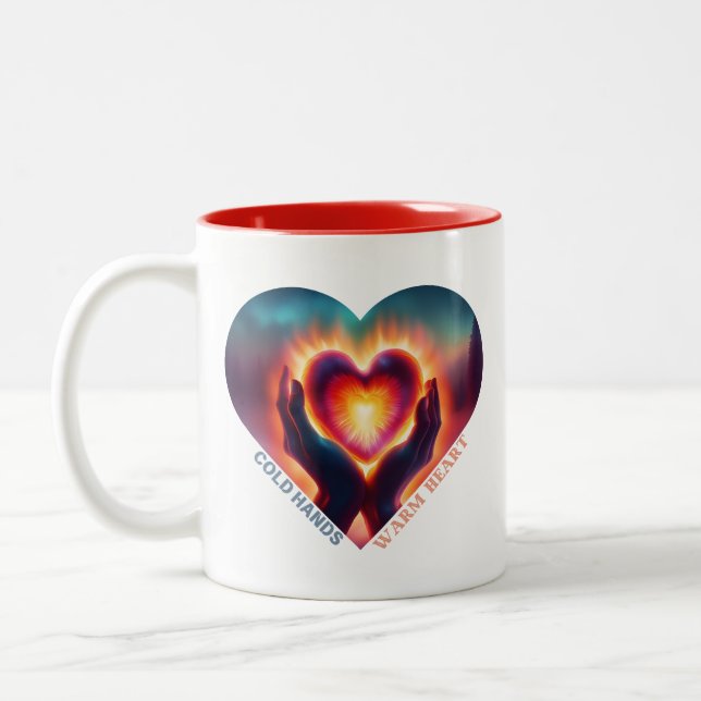 Caneca De Café Em Dois Tons Coração Quente das Mãos Frio (Esquerda)