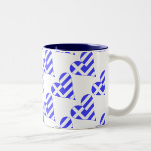 Caneca De Café Em Dois Tons Coração Telhado da Bandeira Grega Funky