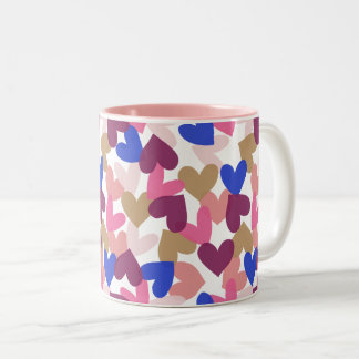 Caneca De Café Em Dois Tons Corações