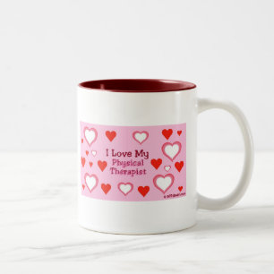 Caneca De Café Em Dois Tons Corações: Ame Minha Terapia Física